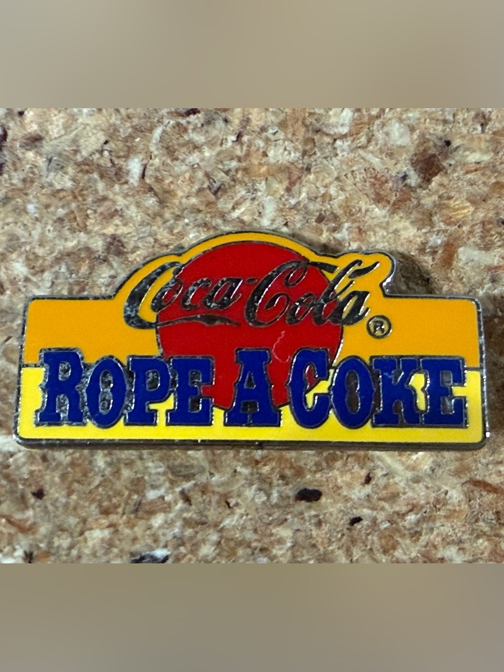 Vintage Coca-Cola Multicolor Western Rope A Coke Enamel Lapel Hat Pin